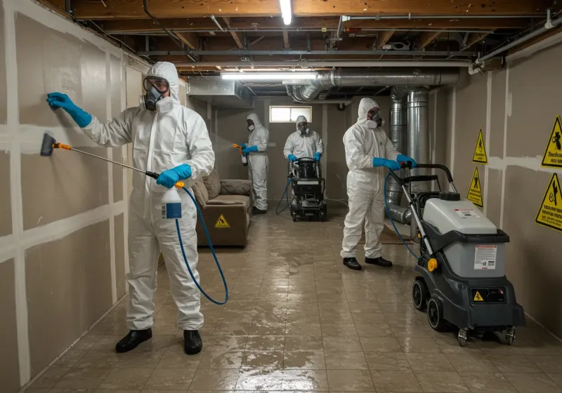 Basement Moisture Removal and Structural Drying process in Poinciana, FL